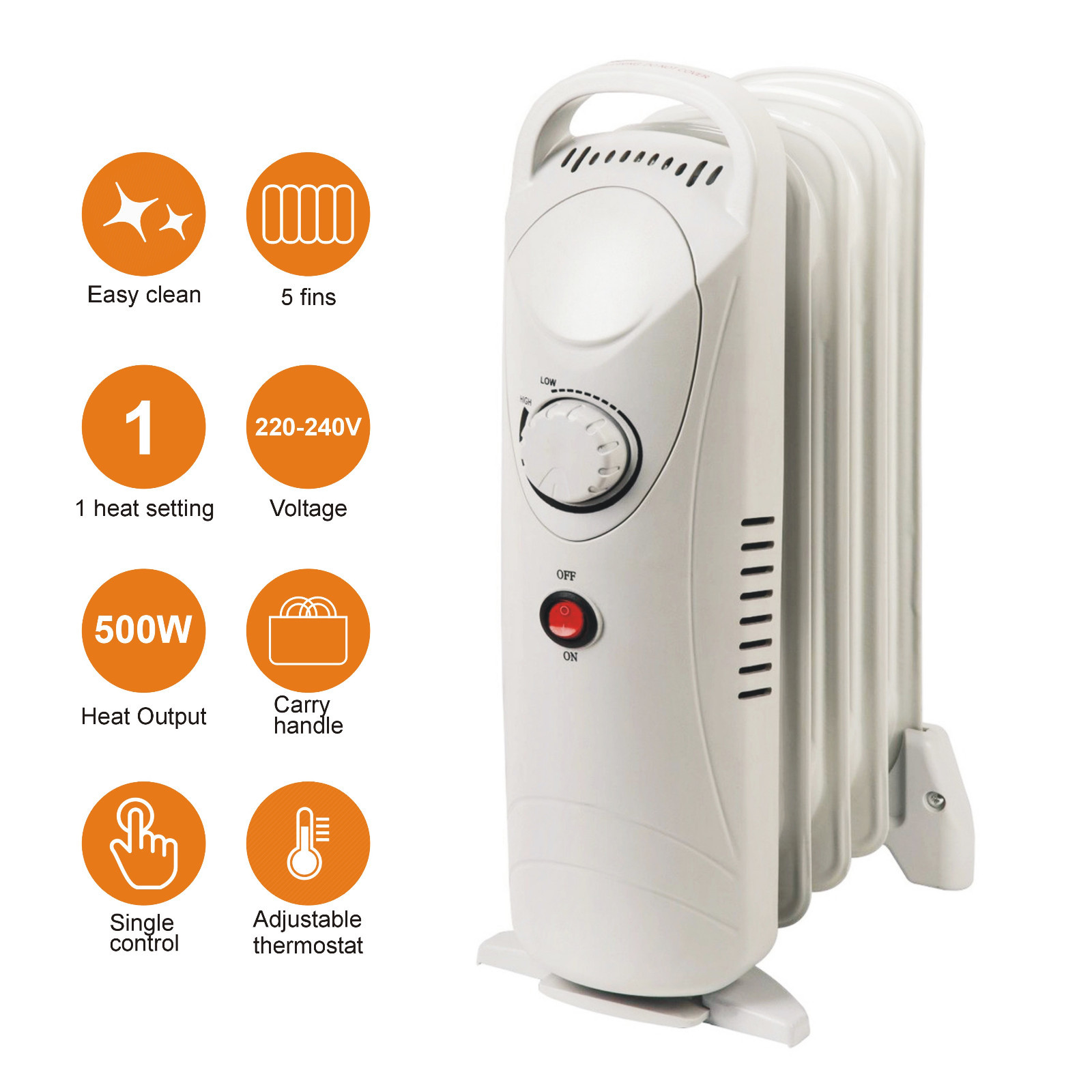 Oil Filled Radiators Home & Kitchen Highlands 5Fin 500W Mini Oil Filled Radiator