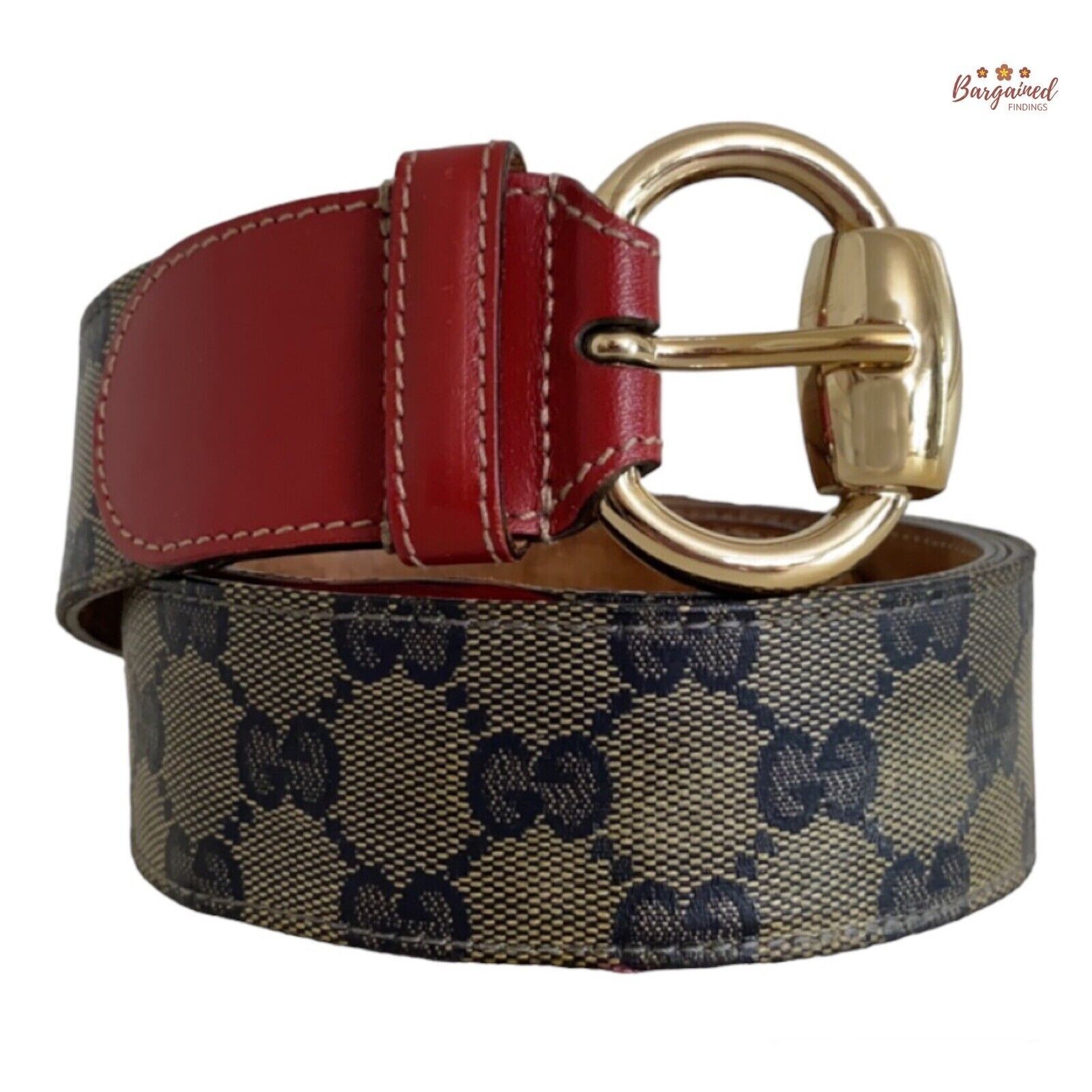 Auth GUCCI Beige/Blue/Red GG Crystal Coated Canvas Horsebit