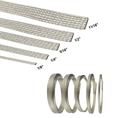 Flexible Braid Sleeve Tinned Copper Auto Engine Ground Strap Metal Shielding Lot