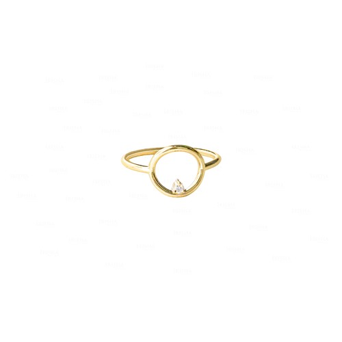 Pre-owned Irisha Designs Genuine Diamond Open Circle Engagement Ring 14k Gold Fine Jewelry In White