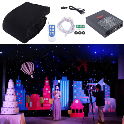 LED Star Stage Backdrop Curtain White & Blue Starlight Sky Background w/ Remote