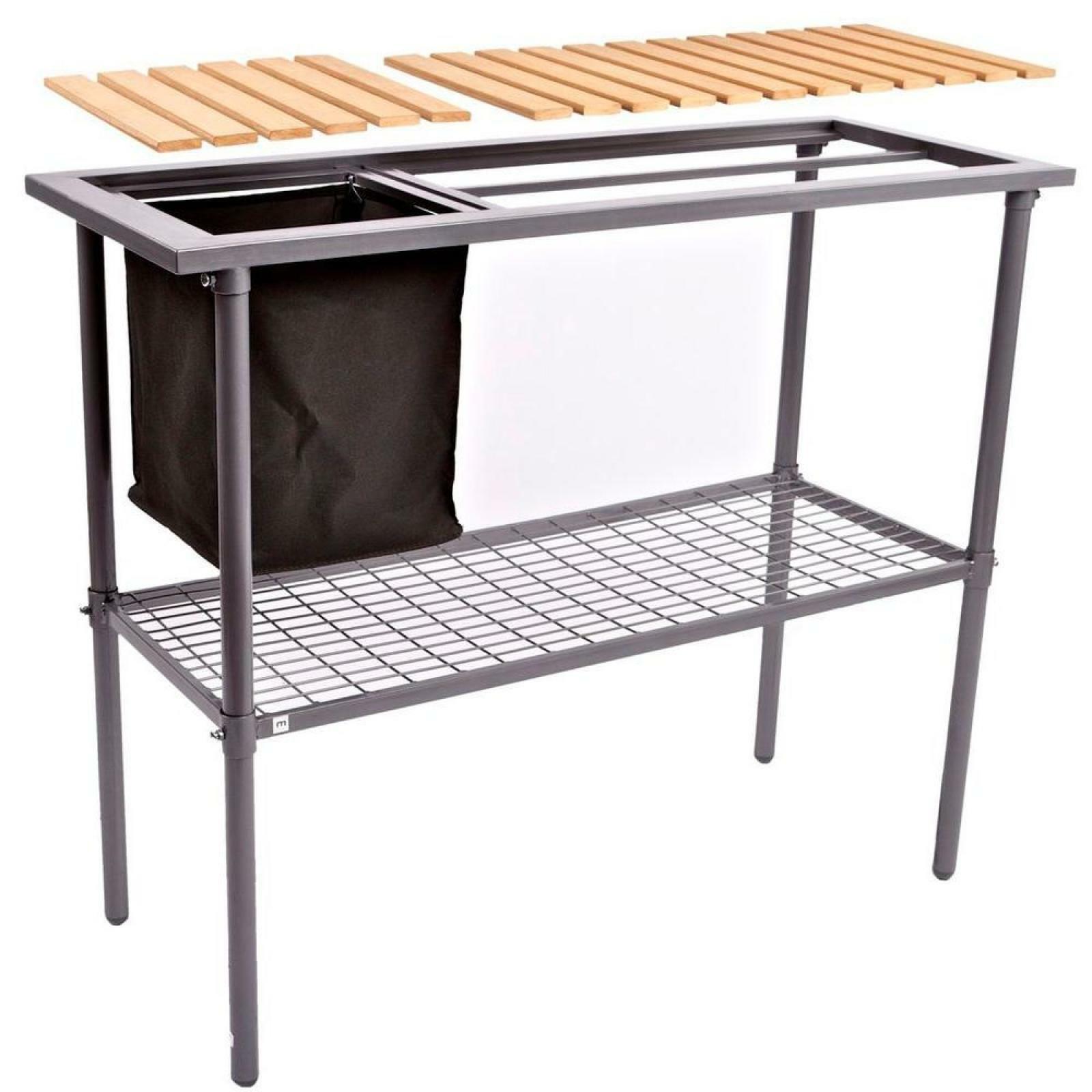Garden Greenhouse Composite Wood Top Potting Bench Table Steel Polyurethane