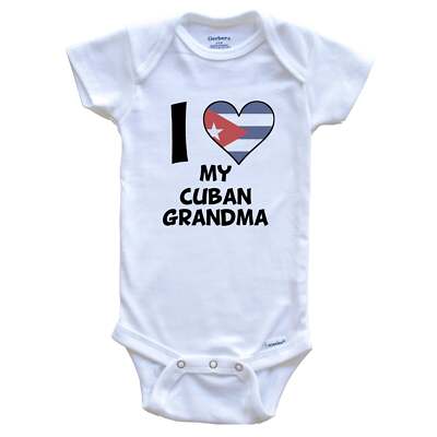 I Heart My Cuban Grandma Cuba Flag One Piece Baby Bodysuit