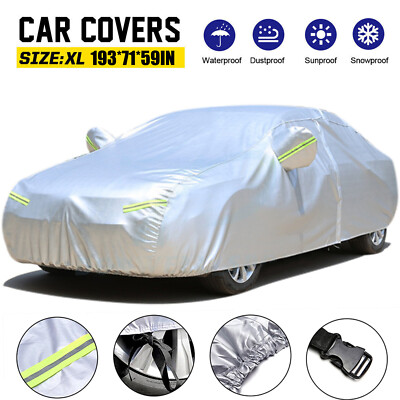 Waterproof Full Car Cover UV Resistant All Weather Protection 193x71x63in Q8Q9