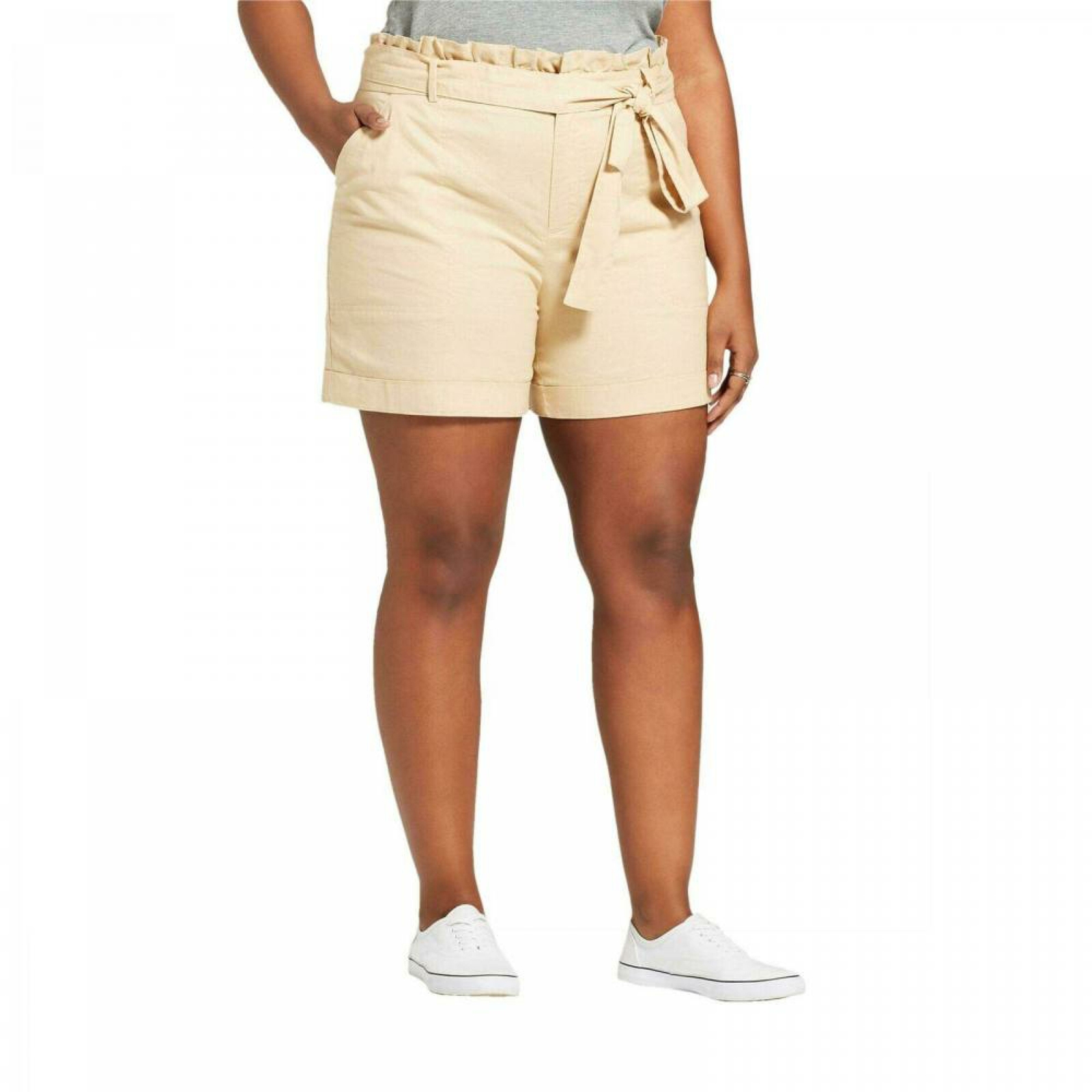 plus size linen shorts