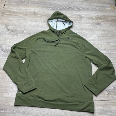 Nike Shirt Hoodie Dri-Fit Mens Large Green Rayon Blend 728448-325 Pullover L