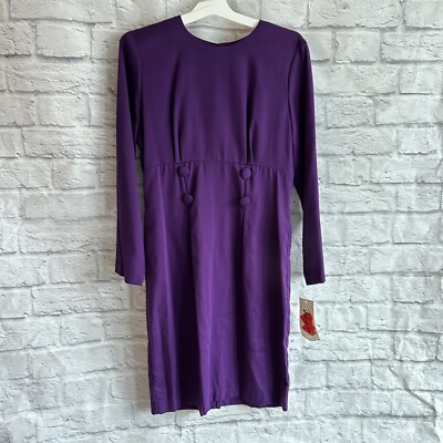 NEW WITH TAGS VINTAGE HEARTS PURPLE DRESS WITH BUTTONS WOMENS SIZE 10 