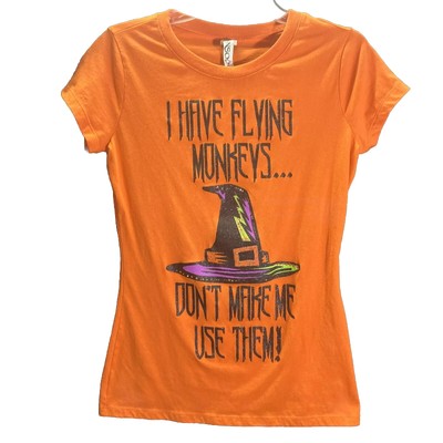 Ransom Graphic T Shirt Sz L Orange Flying Monkey Vintage Y2K Halloween Witch Hat