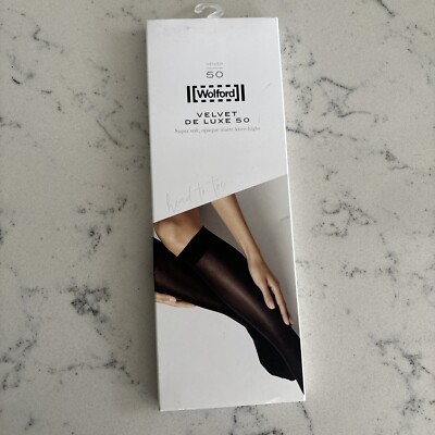 Wolford Velvet De Luxe 50 Knee Highs Black Size S Shoe Size 3-5 UK