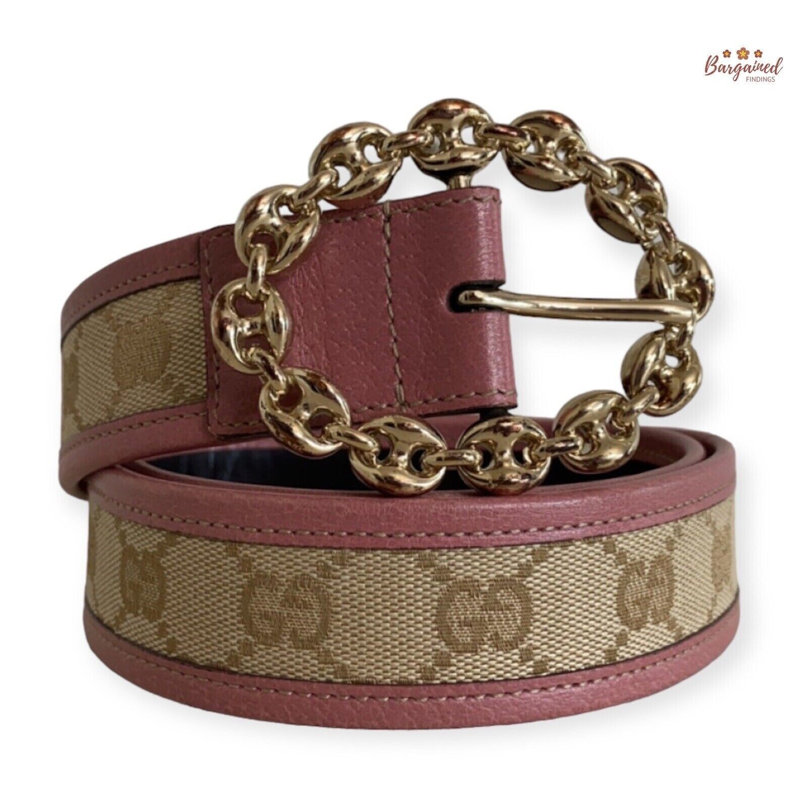 GUCCI ベルト ピンクベージュ Gucci Light Pink Signature Belt - Size 80 ○ Labellov ○ Buy