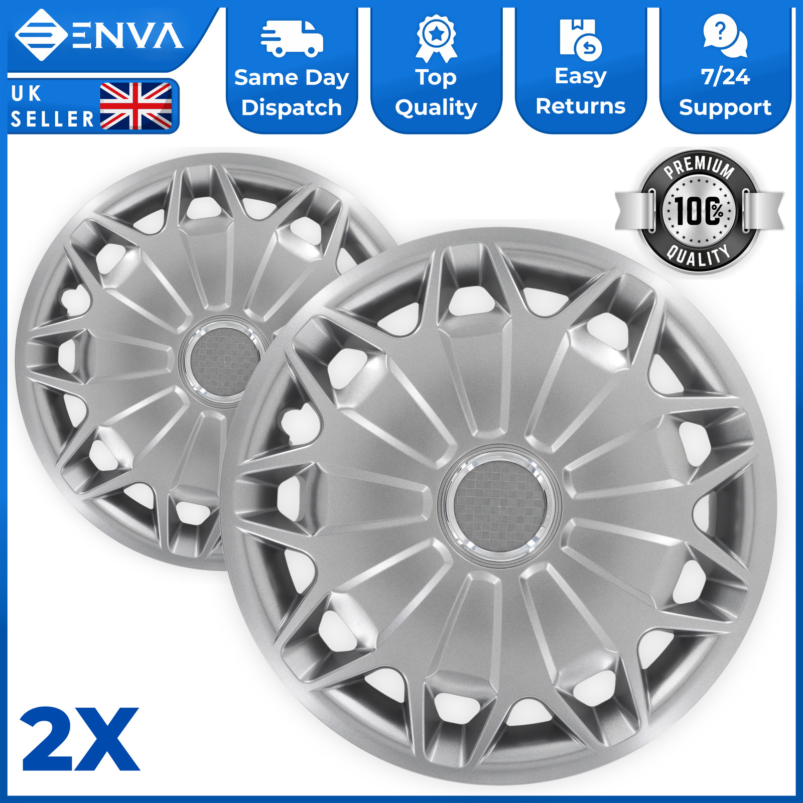 Pour Ford Transit Mk8 Custom, 2X 15" enjoliveur de roue cache moyeu, BK211130DC