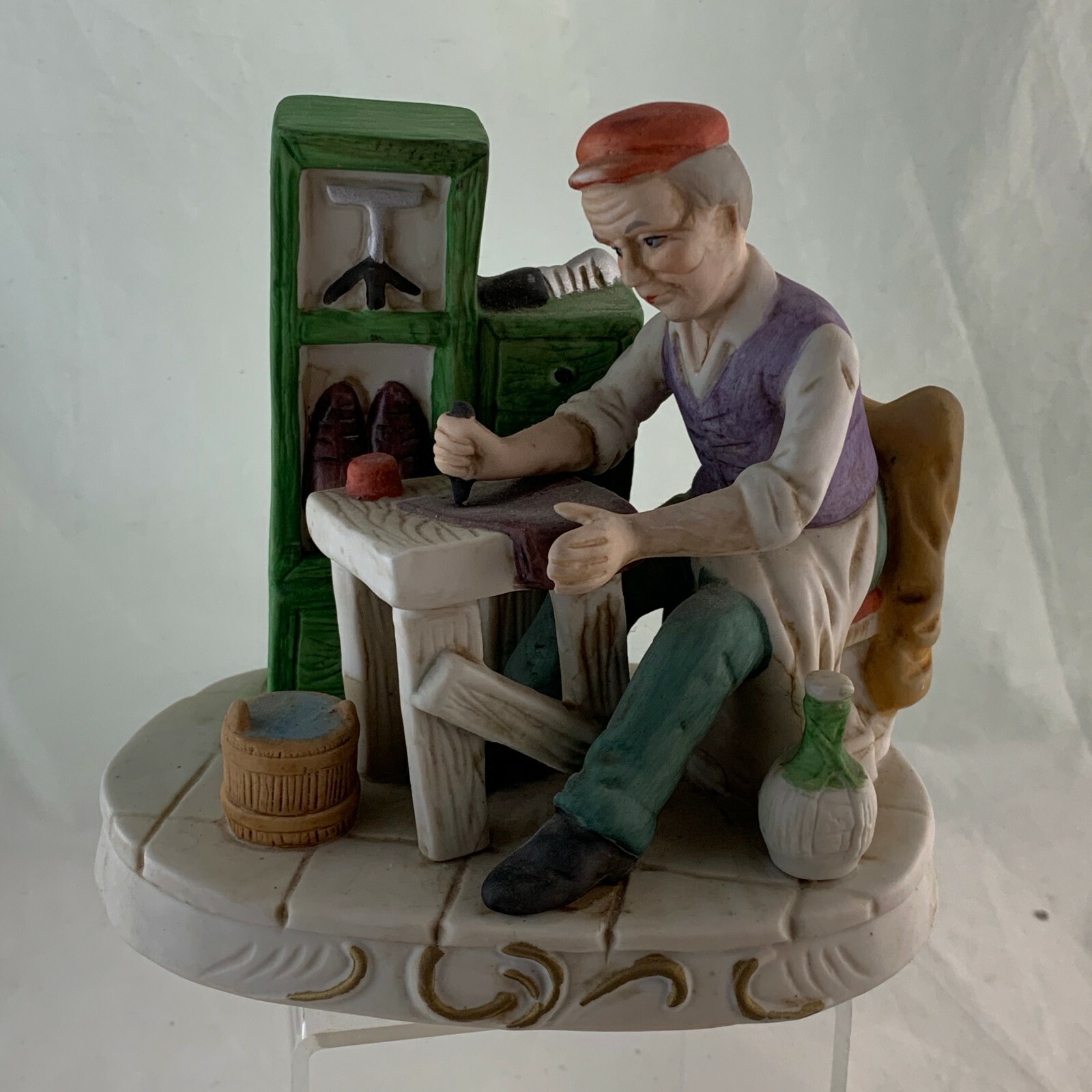 Vintage Shoe Maker Porcelain Figurine / HIMARK Japan Hand
