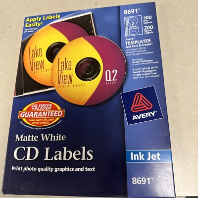 Avery Inkjet CD Labels Matte White 100/Pack 8691
