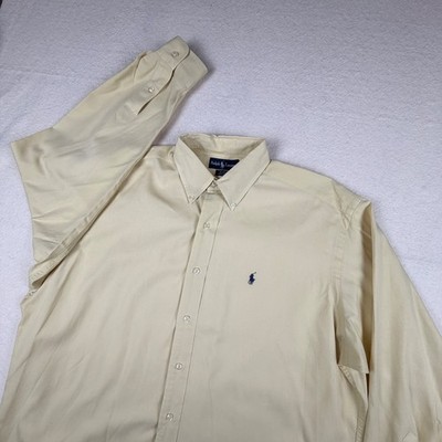 Ralph Lauren Blaire Mens Large Yellow Cotton Long Sleeve Button Down Shirt Pony