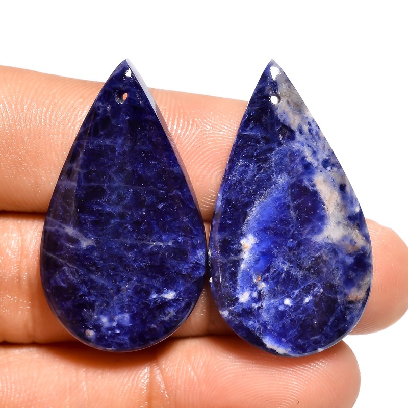 Sodalite Pear Shape Cabochon Drilled Gemstone 2 Pcs 41.5 Ct 34X19 35X19mm  GI6851: купить с доставкой из США, цена 1 862 руб - (175224377617)