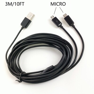 3M 10FT USB to 2 Micro USB Male Splitter Y Andorid Charging Cable