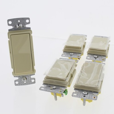 Hubbell RSD115I Ivory Decorator Rocker Wall Light Switches Single Pole 15A 5pcs