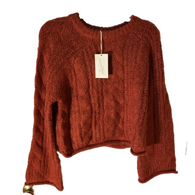 Universal Thread Women's Cable Knit Crewneck Sweater Red Small New