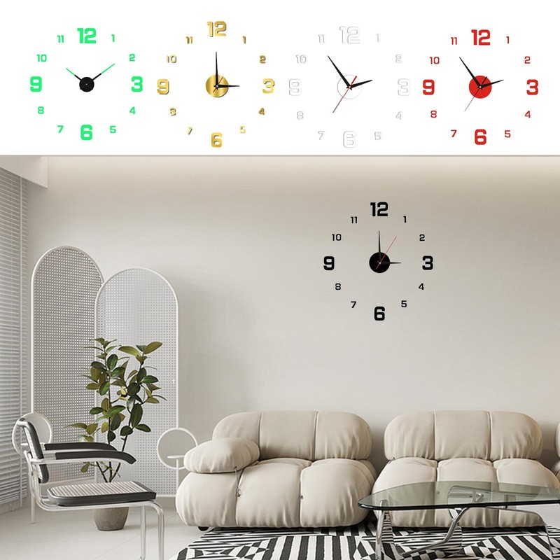 DIY Wall Clock Frameless 3D Wall Clock Mirror Sticker Clock For Home Office