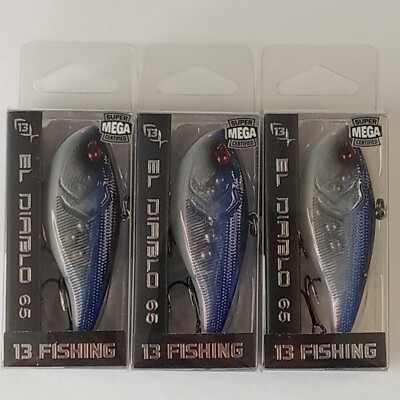 (LOT OF 3) 13 FISHING EL DIABLO 65 1/2OZ  LUNER SHAD Sinking CRANKBAIT 2-1/2''