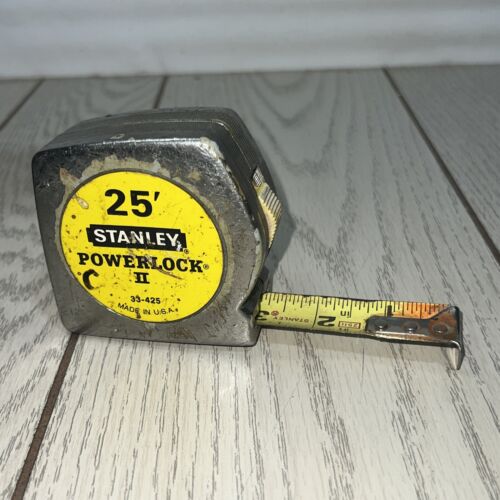 VINTAGE 25' STANLEY POWERLOCK II TAPE MEASURE 33-425 MADE IN VINTAGE 25' STANLEY POWERLOCK II TAPE MEASURE 33-425 MADE IN