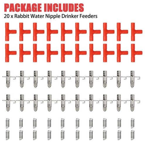 20× Rabbit Water Nipple Drinker Feeders Automatic Waterer Fountain for Ferrets