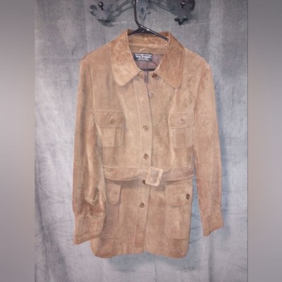 Vintage Norm Thompson Real Pigskin Leather Suede Belted Jacket Size Medium EUC