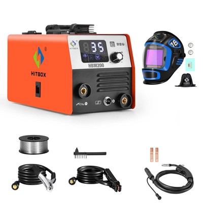 HITBOX 2 in 1 Mig Welder 110V DC Inverter 200Amp Gasless ARC MIG Welding Machine