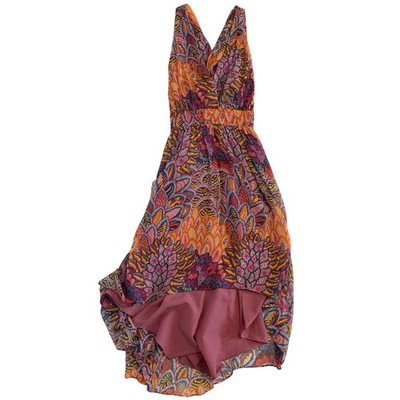 Artelier Nicole Miller Floral Paisley High Low Dress Sleeveless 100% SILK Sz 2