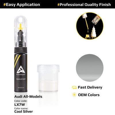 Touch up Paint for Audi Code: LX7W Cool Silver Fast Drying Scratch Repair
