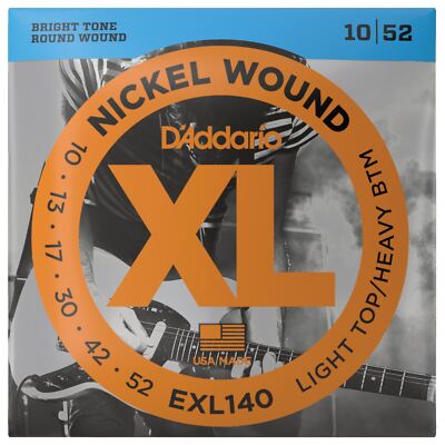 D'Addario EXL140 XL Nickel Electric Guitar Strings, 10-52 Light Top/Heavy Bottom