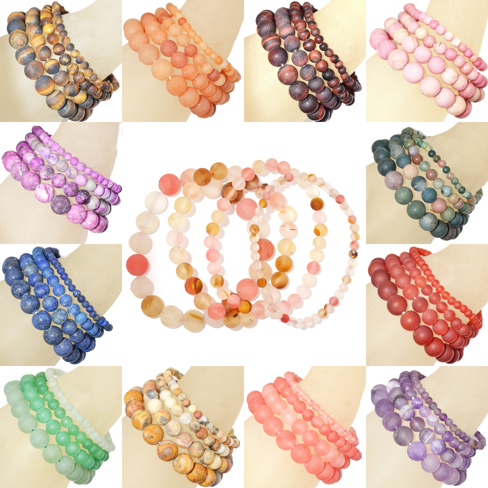Fashion Jewellery Handmade Natural Gemstone Round Beads Stretch
