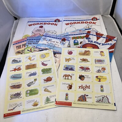 Scholastics At Home Phonics Reading Program 52-57 Complete Workbooks Game Books