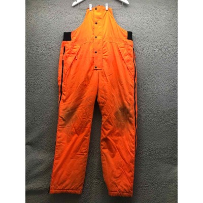 HFC Hunting Fishing Camping Bib Overalls Nylon Pants Men's Large L Snap Orange
