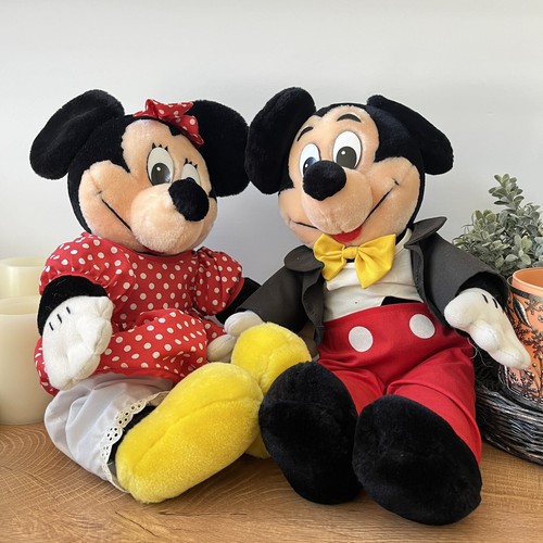 Disney Mickey And Minnie Mouse PAIR Plush Stuffed Animal 18