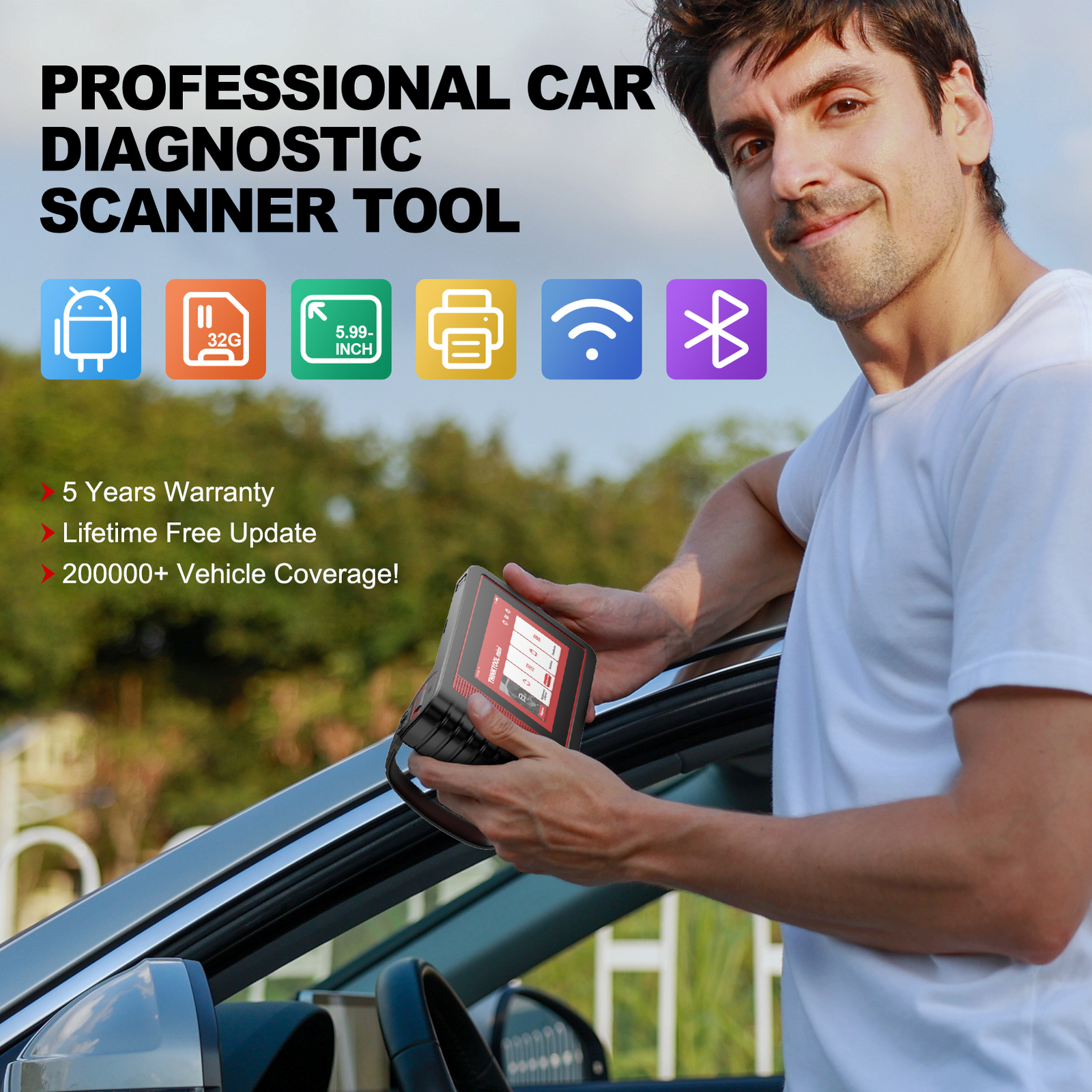 Thinktool mini OBD2 Scanner All System Diagnostic Tool Key Coding Bidirectional