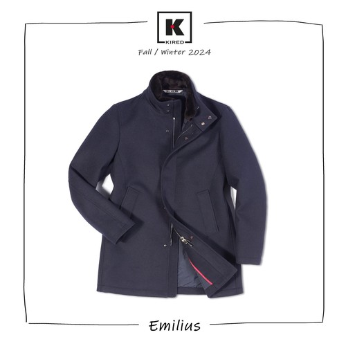 Pre-owned Kired Kiton  "emilius" Dark Blue Padded Jacket Coat Beaver Collar Eu 50 Us 40
