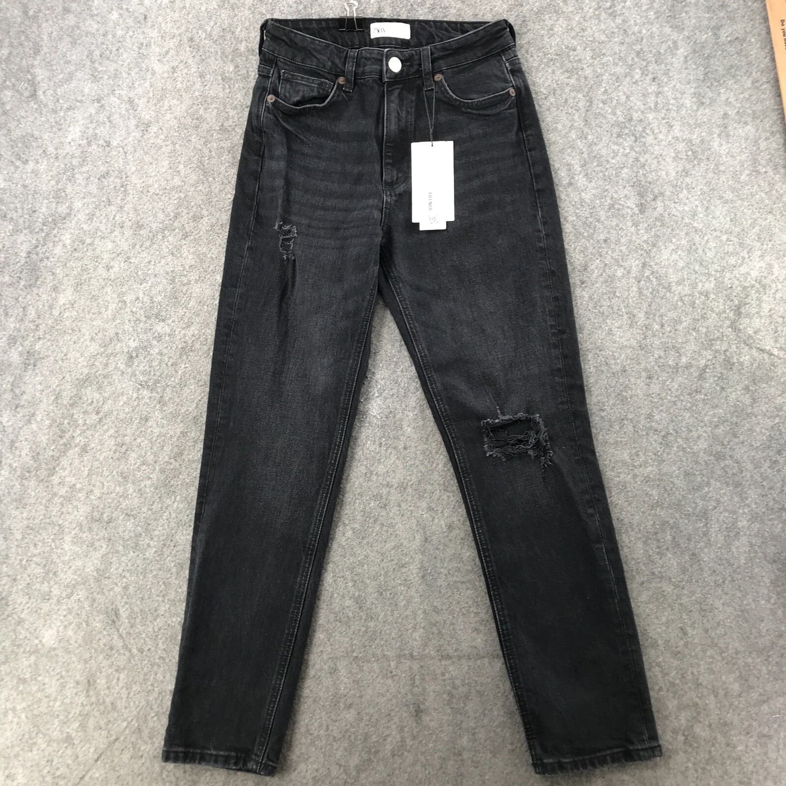 その他 TEN DENIM XXX 32 BLACK Zara Jeans Womens Size 6 NWT Black Destroyed High-Waist