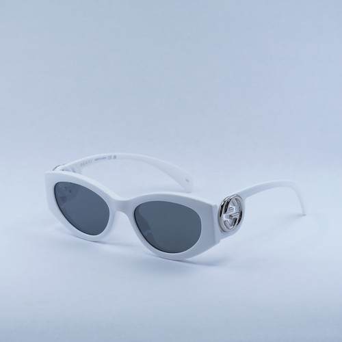 Pre-owned Gucci Gg1691s 006 White/grey Silver Mirror 54-19-145 Sunglasses Authentic