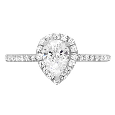 Pre-owned Pucci 1.22ct Pear Synthetic Moissanite Promise Wedding Designer Ring 14k White Gold In White/colorless
