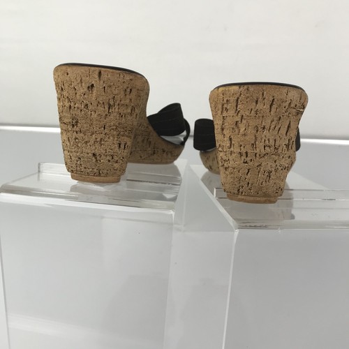 Womens DAMIANI'S Brown Strap Wedge Faux Cork Heel Sandals SIZE 6 ITALY (ssw6)