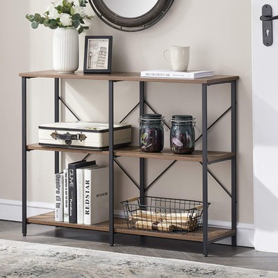 Entryway/Console Table for Living Room, Industrial Narrow Sofa Table with 3-T...