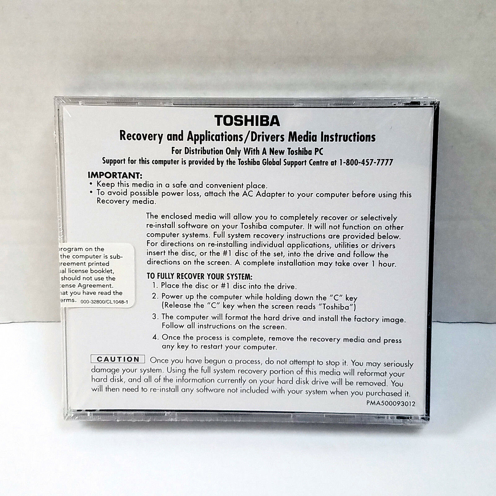 Toshiba Satellite Recovery Discs Authentic Original  U300 & U305 Series Laptops