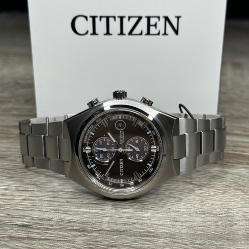 Pre-owned Citizen New✅titanium✅  Eco-drive Brycen Chronograph Silver Men's Watch Ca7090-52e