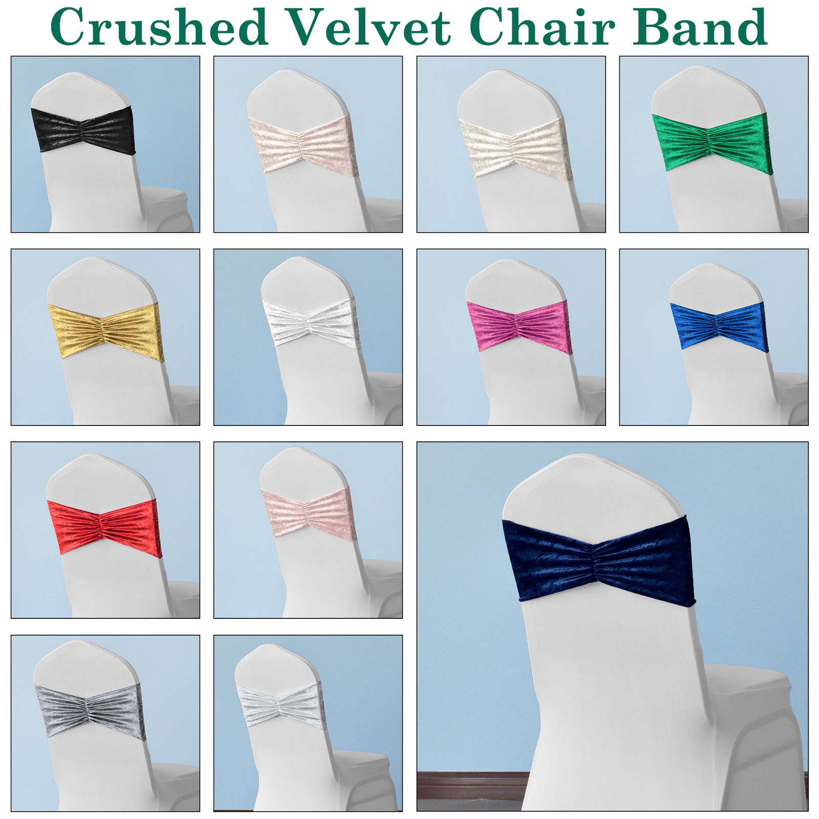 Terciopelo Silla Banda Boda Cubierta para Graduación Banquete Evento Decoración