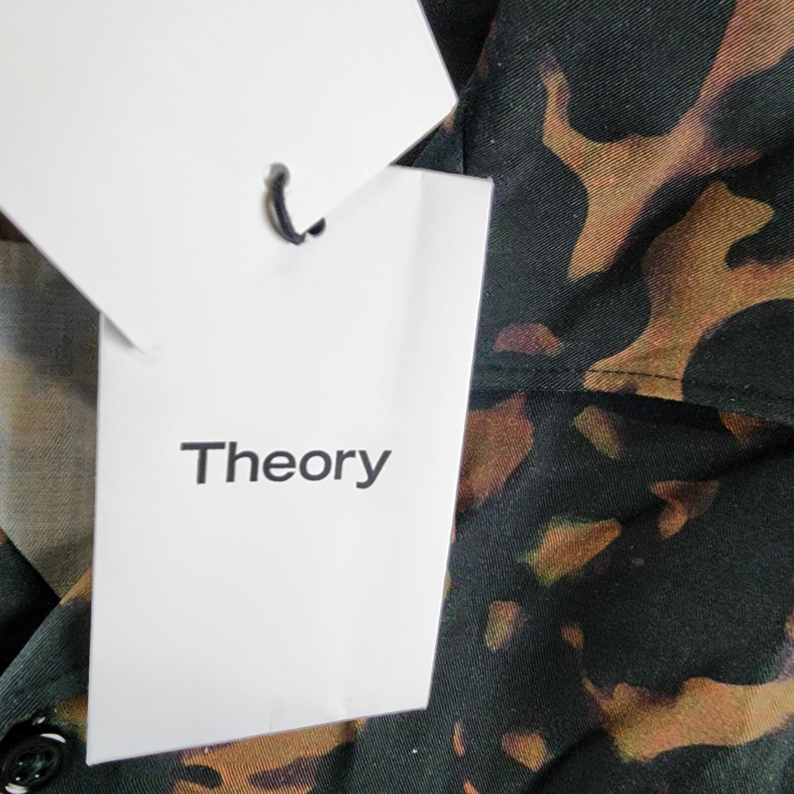 Theory Irving Tortoise Short Sleeve Button Up Shirt Men's M Dark Brown Multi - Picture 7 of 16