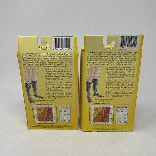 (2 Pairs) FUTURO Restoring Dress Compression Socks for Men LARGE, BLACK, FIRM