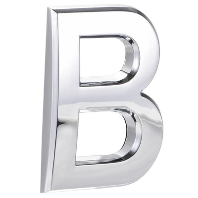 Self Adhesive House Letter, 2.76 Inch ABS Plastic Letter B, Silver Tone 2 Pcs
