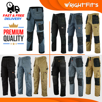 Combat Cargo Mens Work Trousers Workwear Pants With Cargo knee pad Pockets UK