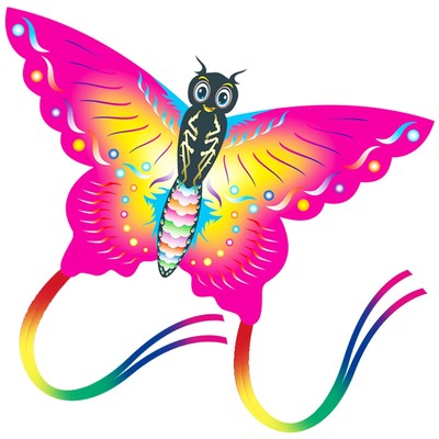 eyijklzo Pink Butterfly Kite - Beautiful and Easy Flyer Kite for Children and...